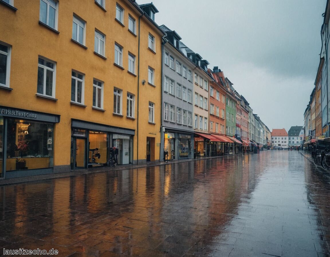 Regen verändert die Stadtlandschaft sichtbar - Cottbus bei Regen